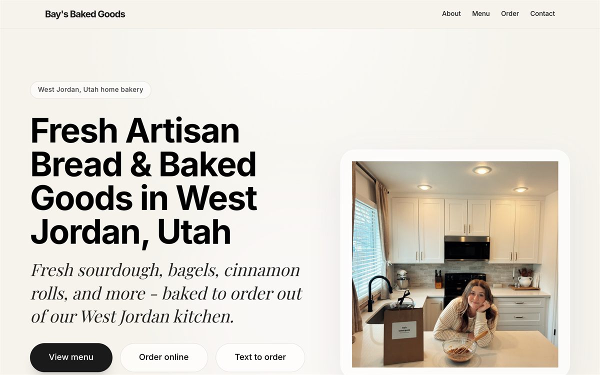Bay's Baked Goods website