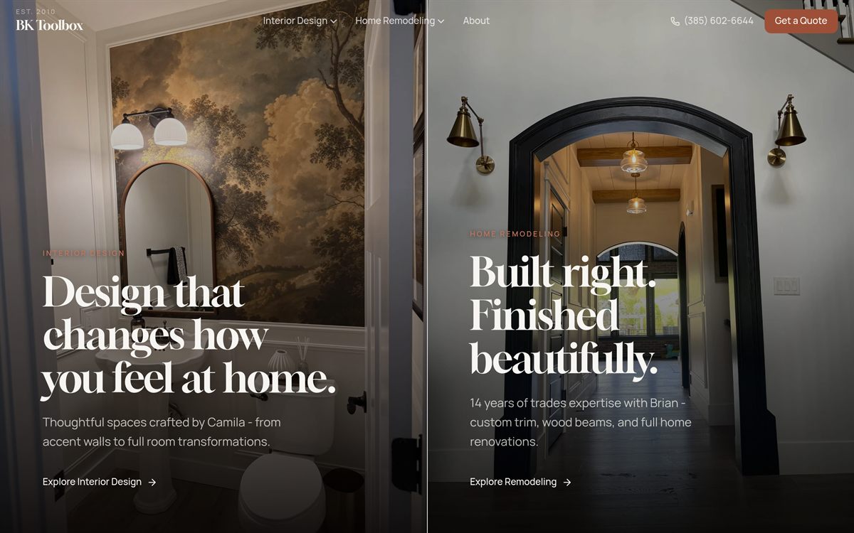 BK Toolbox Custom Home Designs website